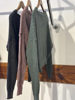 SWEATER ALGODÓN LAVADO GRIS HUMO - tienda online