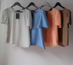 BLUSA ANTILLAS LUNARES SEDA - celeste en internet