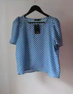 BLUSA ANTILLAS LUNARES SEDA - celeste - comprar online