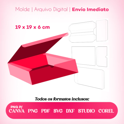 Molde Limpo de Caixa Gift com laço 004 - 19 x 19 x 6 cm - comprar online