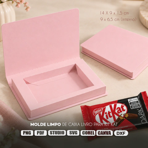 Molde Limpo de Caixa Livro para Kit Kat
