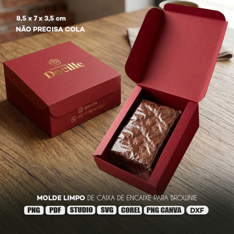 Molde Limpo de Caixa para Brownie ou Bem-casado (não precisa de cola para montar)