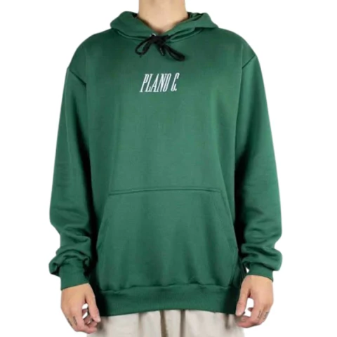 Moletom Plano C Canguru Com Bordado Logo Verde - comprar online