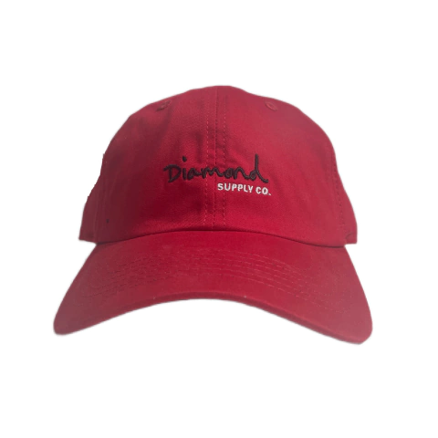 Boné Diamond Supply Og Script Dad Hat Vermelho