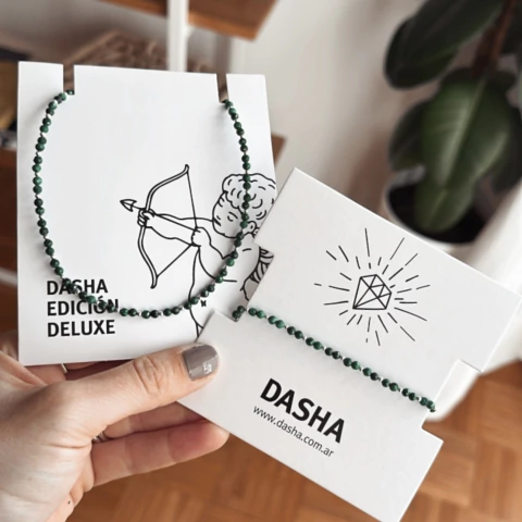 Set Collar + Pulsera Zaya verde - Plata 925