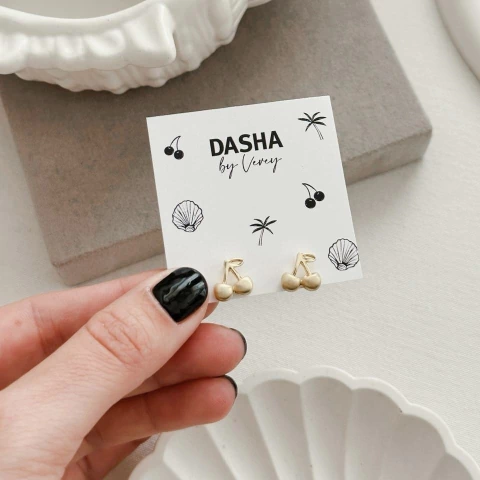 Aros Cherry Acero dorado - By Vevey - comprar online