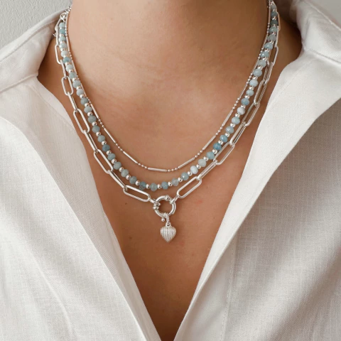 Collar Leia cielo - Plata 925 - comprar online