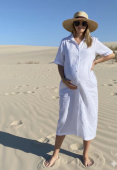 Vestido en lino manga corta Embarazo - comprar online