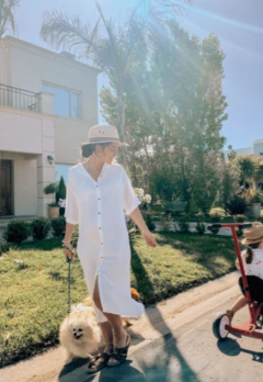 Vestido en lino manga corta Embarazo na internet