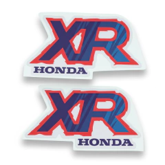 Calcos de tanque para Honda XR100 / XR100R año 1992 con diseño en colores azul y rojo con letras XR y logo Honda