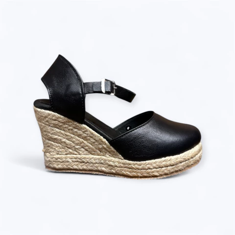Espadrilles de Yute Cuero Negro - comprar online