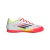 Botines Adidas F50 Club TF en color blanco, con detalles en rojo y amarillo, ideales para fútbol en césped sintético.