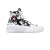 Zapatillas Chuck Taylor All Star Move en negro y blanco con diseño de manchas, vista lateral.