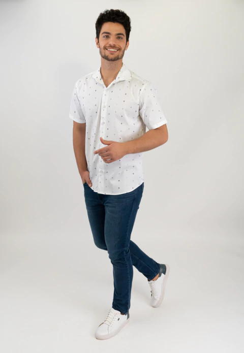Camisa Manga Corta Slim Fit Blanco Fant