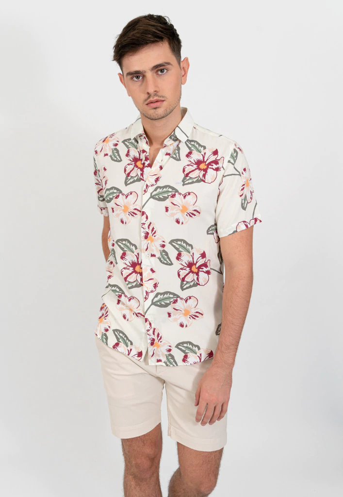 Camisa Corte Clasico Fibrana Blanca Flor Bordo Gris thumbnail 3