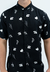 Camisa Corte Clasico Cuello Mao Negro Flores Blancas - comprar online
