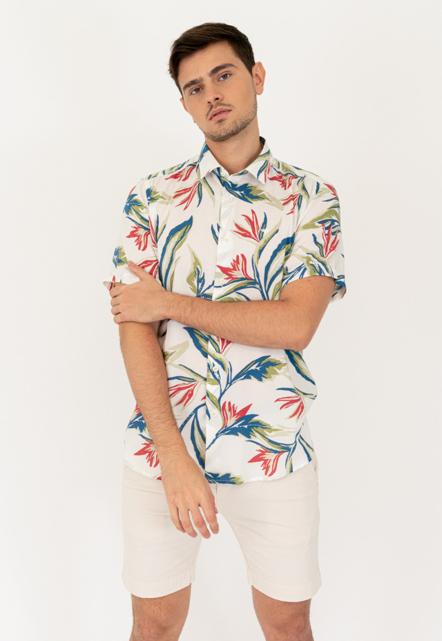 Camisa Manga Corta Fibrana Clasica Blanco Flor Avr thumbnail 2