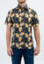 Camisa Corte Clasico Manga Corta Gris Flor Amarilla - comprar online