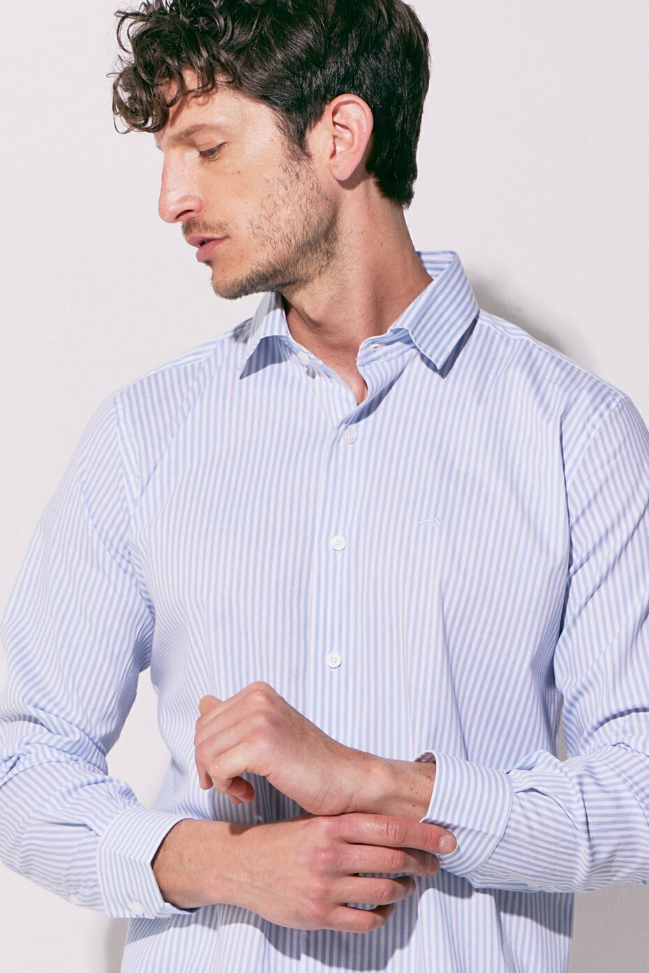 Camisa Corte Ejecutivo Rayas Celeste Bl 708 thumbnail 3