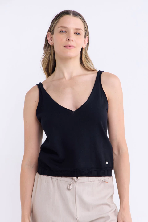 Musculosa Tejida Lumiere Negro - comprar online