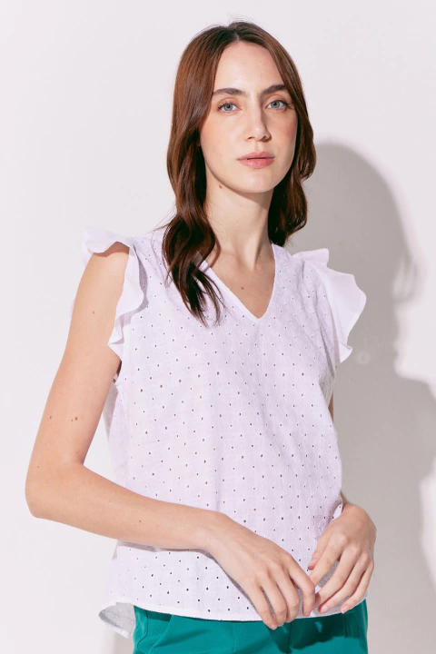 Blusa De Broderie Zia Blanco