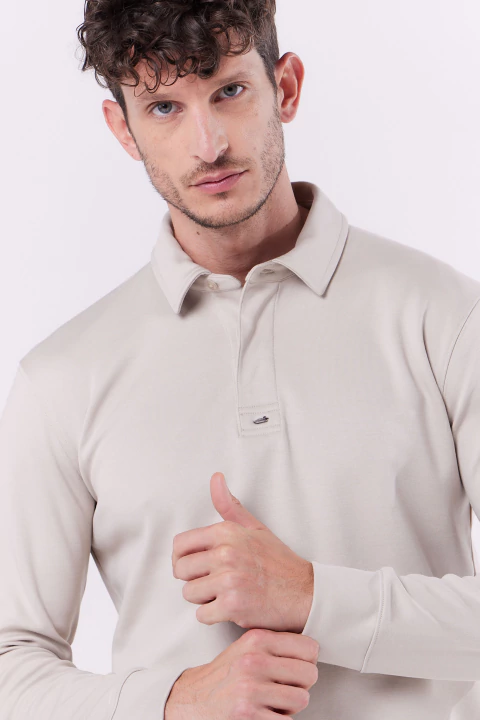 Chomba Manga Larga Interlock Pima Cock Beige - comprar online