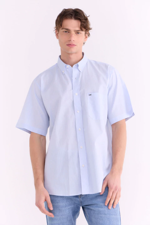 Camisa Corte Basico Lisa Celeste 4194-901 - comprar online