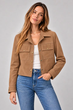 Camisa Amy de Cuero Ovino – Marrón Vintage - Qiu urbano