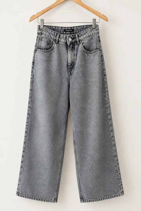 Jean Wide Grey Laser