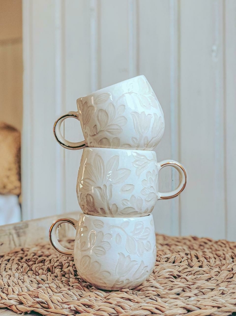 TAZA MILÁN Beige y Blanco - comprar online