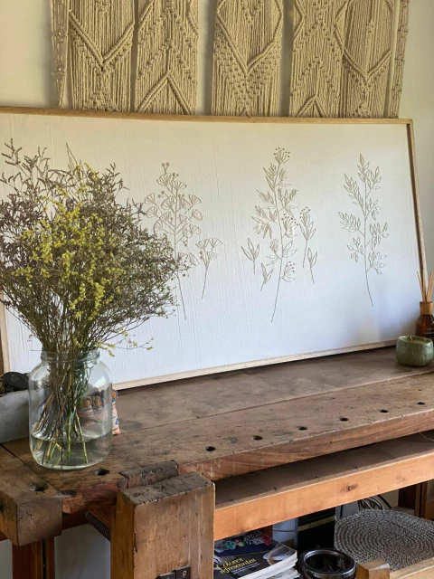 CUADRO RAMILLETES BORDADO BEIGE ( entrega 20 días de tu compra) - comprar online