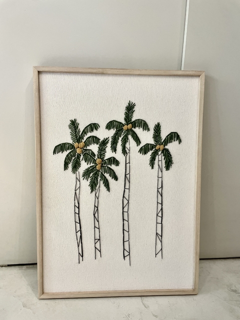 CUADRO PALMERAS BORDADO VERDE 50x70 - comprar online