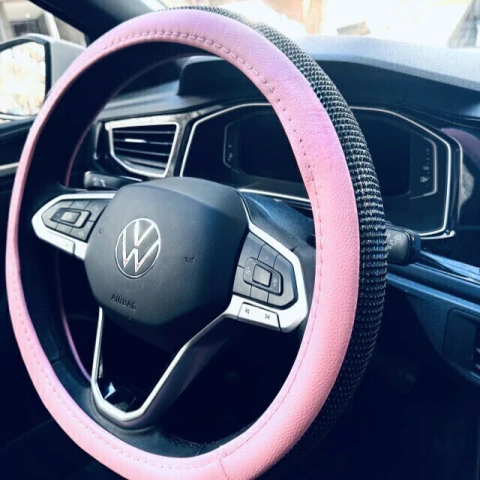 CUBREVOLANTES LEATHER STRASS PINK & BLACK - comprar online