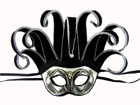 Antifaz Veneciano Arlecchino Plateado