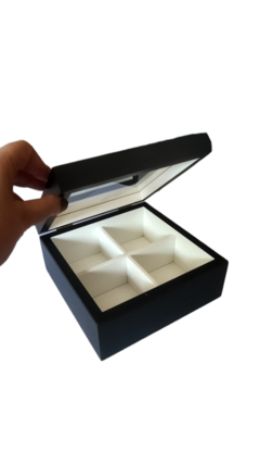 Caja de Te - Organizador Saquitos - 4 Divisiones Negro