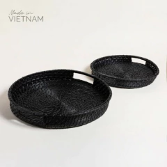 Bandeja Negra de Bamboo y Rattan M - comprar online