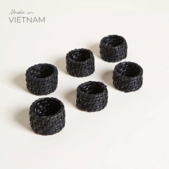 Imagen de Servilleteros Negros de Bamboo y Rattan x 6