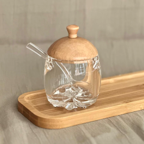 Azucarera de Acrilico Tapa de Madera - comprar online