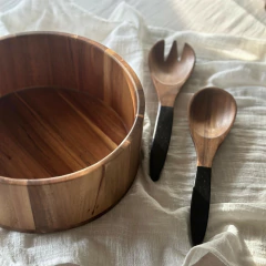 Cubiertos para Ensalada en Madera de Acacia Black