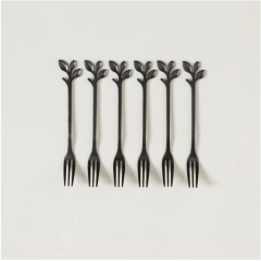 Set x 6 Tenedores de Copetin Negro - Linea Leaves en internet