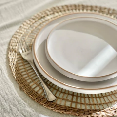 Juego de 6 Platos de Postre Osaka Blanco con Borde Natural - comprar online