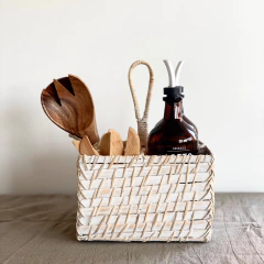 Porta Utensilios Fibra De Bamboo Con Agarre Y Divisiones. - comprar online