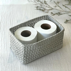 Canasto Organizador Porta rollo Olivia Rectangular Cemento