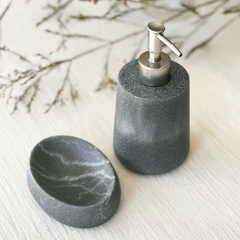 Jabonera Simil Marmol Gris Oscuro - comprar online