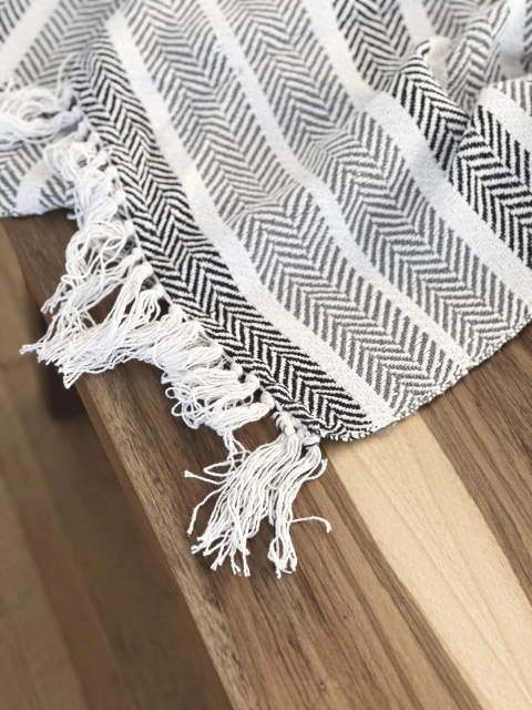 Manta Franjas Gris y Negro 125 x 150 cm