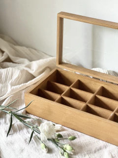 Caja de Te - Organizador Saquitos - 12 Divisiones Madera