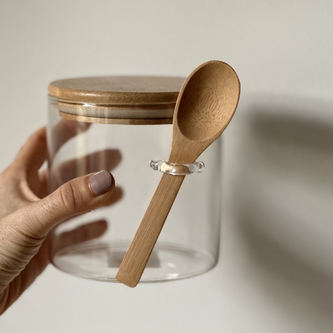 Frasco de Vidrio Tapa y Cucharita de Bamboo - comprar online