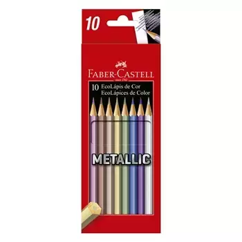 FABER CASTELL Lápices de colores metalizados x10 colores surtidos dibujo y coloreado