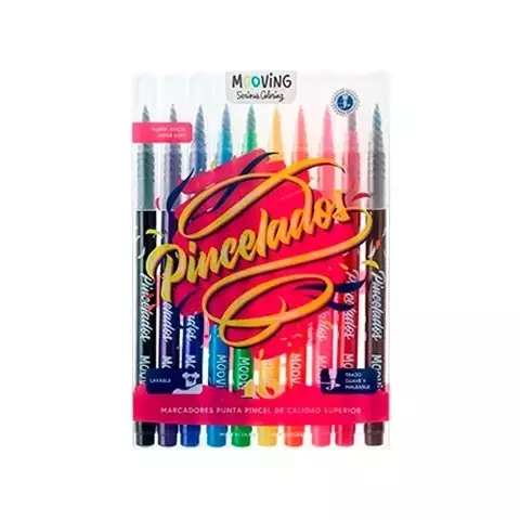 MOOVING Marcadores punta pincel x10