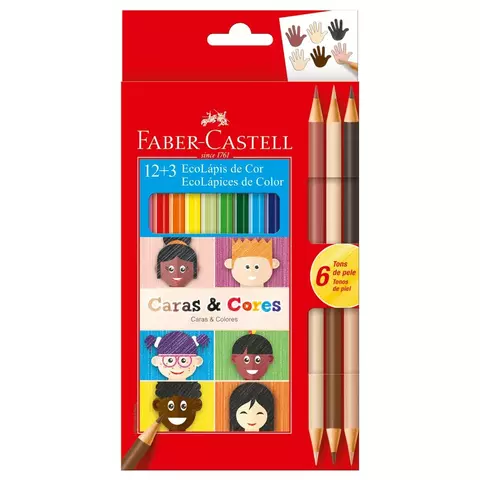 FABER CASTELL Lapices de colores x12 + 6 tonos piel - comprar online